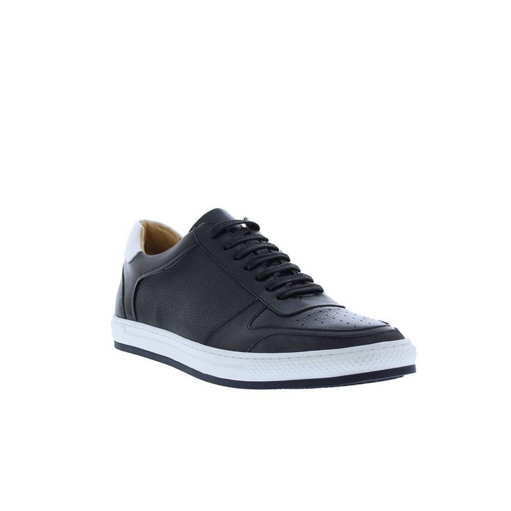 ENGLISH LAUNDRY Mens Black Mixed Media Tiller Round Toe Leather Sneakers Shoes 8